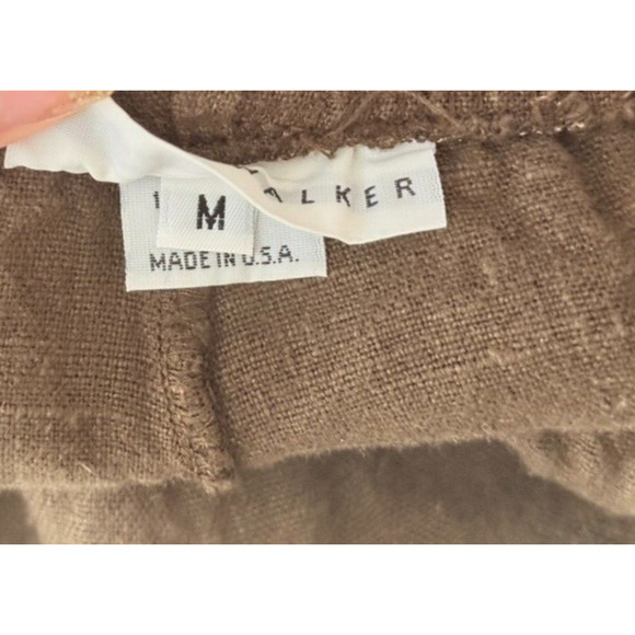 Bryn Walker Brown 100% Linen Pants Elastic Waist Medium Made USA Men Balloon - Picture 5 of 6